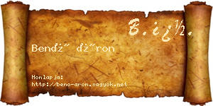 Benő Áron névjegykártya